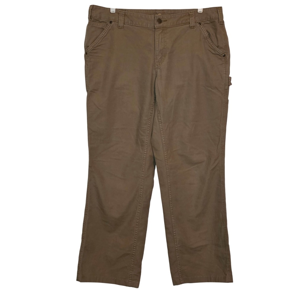 Carhartt Women's Original Fit Khaki Canvas Carpenter Work Pants Size 12 Regular